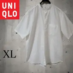 ユニクロ コットンリネンスタンドカラーシャツ XL ☆美品☆