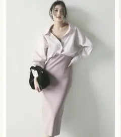 【専用✨】FRAY I.D シャツコンビタイトニットワンピース ピンク M