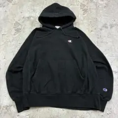 Champion　リバースウィーブ　パーカー　M　ブラック　古着　刺繍