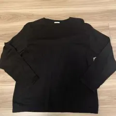 【GU】ソフトコットンクルーネックT(長袖)／黒／XL