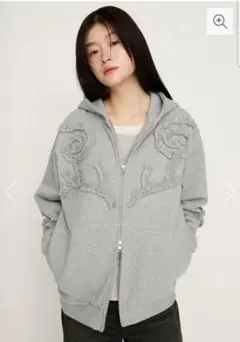 Rose Muse 3d logo zip hoodie グレー - メルカリ