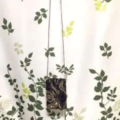 メ(^ ^)y【美品】ビーズ&スパンコール 刺繍 インド製 ミニショルダーバッグ