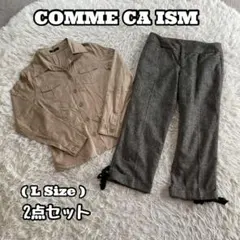 【コムサイズム】セットアップ風2点セット シャツジャケット＆クロップドパンツ