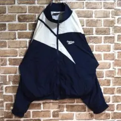 《リーボック》90s　刺繍ロゴ　ネイビー　L　ナイロンジャケット