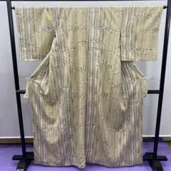 美品】絽 一つ紋 色無地 夏着物5点セット 袋 帯 帯揚げ 帯締め 伊達帯