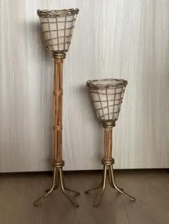 エスニックテイストのキャンドルホルダー ２個セット