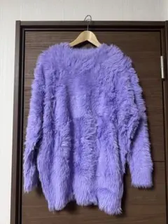 【大人気完売品！】シャギーニット トップス　パープル　紫　Mサイズ