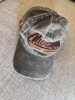 韓国系 キャップ グレー 刺繍ロゴ