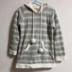 mezzo piano ハート柄フード付きトレーナー　もこもこ