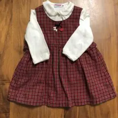 ファミリア　チェック柄ワンピース 80