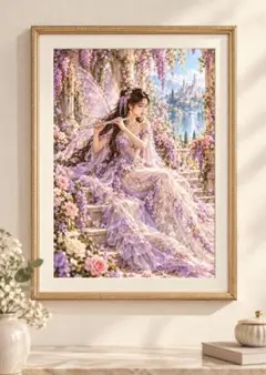 妖精 フルート ファンタジーアートパネル 絵画0216