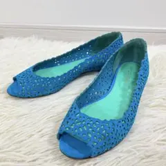 美品　セルジオロッシ　フラットシューズ　オープントゥ　カットワーク　37サイズのサムネイル