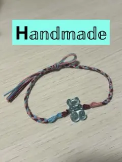 クマ型ビーズ付　ハンドメイド　ミサンガ2本セット