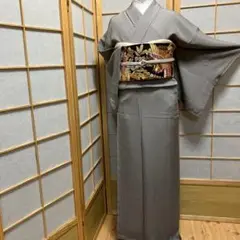 ［5798］色無地 美品 未使用 一つ紋 剣花菱 しつけ付 正絹 着物 袷