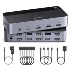 UGREEN HDMI KVM切替器 4K@60Hz 2モニタ2コンピュータ