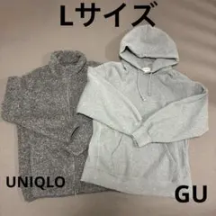 メンズ 2枚セット UNIQLOフリースジャケットGU 裏起毛パーカー Lサイズ