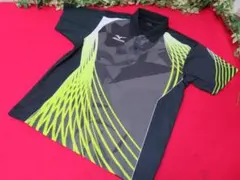 （クFF1781）MIZUNO　メンズ　卓球　ウェア　Lサイズ　黒・グレー・黄