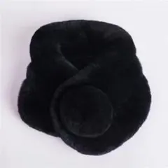 ブラック　ファー　巻きスカーフ　ネックウォーマー