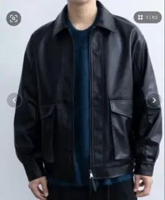 【SINSS】ルーズシンセンティックレザーブルゾン Black SINSS】ルーズシンセンティックレザーブルゾン Black