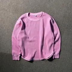 UNIQLO クルーネック サーマル カットソー ロンT ピンク 後染め M