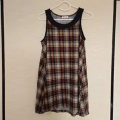 Datum line ノースリーブチェックワンピース