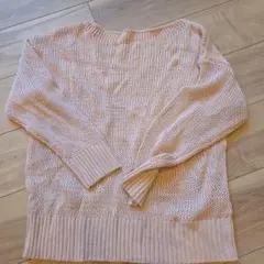 ピンク ニットセーター Mサイズ オフショルダー