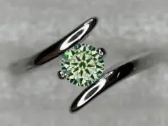 モアッサナイトツイストリング ブルーグリーン 0.5ct GRA証明書付
