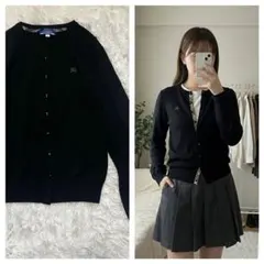 【極美品】バーバリーブルーレーベル カーディガン ホースロゴ ノバチェック 黒