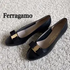 【美品】Ferragamo フェラガモ 6C黒 パンプス ヴァラ