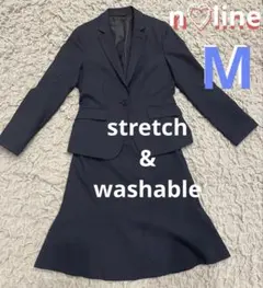 nline ネイビー　紺　チェック　スーツ　スカート　ジャケット　9 M 洗える