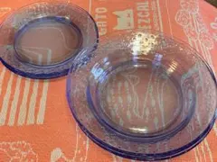 青色ガラス皿 (大3+小3)6枚セット