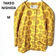 タケオニシダ 長袖ジャケットシャツ イエロー ラテン柄　トップス　ボタン　奇抜