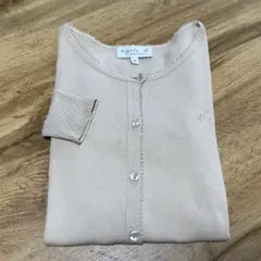 アニエス・ベー　ピンクベージュ ボタン付きカーディガン 100%綿　130