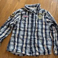 長袖チェックシャツ（青・白）