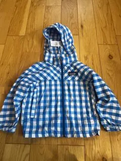 【美品】patagonia フード付きジャケット 2T 青と白のチェック