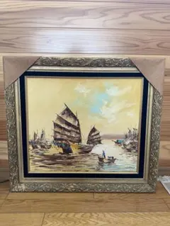肉筆】風景画 油絵 サイン入り 豪華金縁額装 昭和レトロ - メルカリ