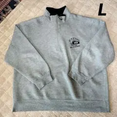 elf ★グレー ハーフジップ トレーナー Lサイズ　裏ボア