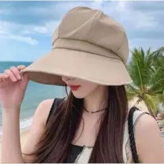 ラスト１点！レディース帽子 つば広 UVカット ベージュのサムネイル