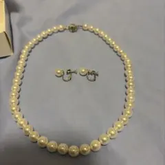 ホワイト貝パール 8mmネックレス&イヤリングセット