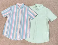 ストライプ 半袖シャツ、ミントグリーンシャツセット
