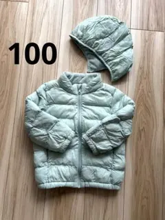 お値下げ　UNIQLOミントグリーン キッズダウンコート フード付き