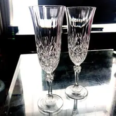未使用品　フランス製　フル−ト型　クリスタル　シャンパングラス　2客セット