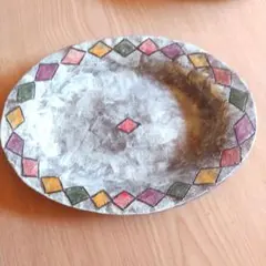 ダイヤモンド模様のかわいいオーバル 皿★送料無料陶芸作家