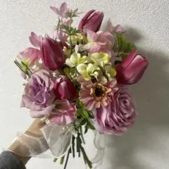 【みかん様専用】ウェディングブーケ・ブートニア　ピンク/ パープル