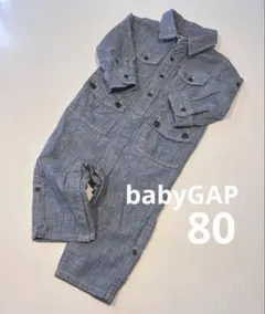 babyGAPベビーギャップロールアップデニムシャツロンパース80cm半袖長袖