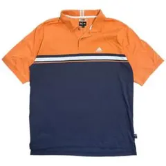 adidas アディダス ポロシャツ 半袖 ネイビー オレンジ L カジュアル