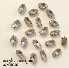 シルバー台座 アクリルストーン リーフ 4×8mm 150個