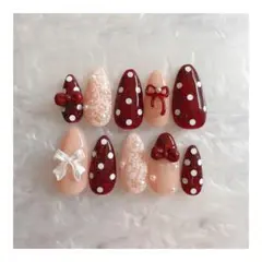 ネイルチップ　韓国　綺麗 量産型　地雷系　フレンチガーリー　リボン ハート