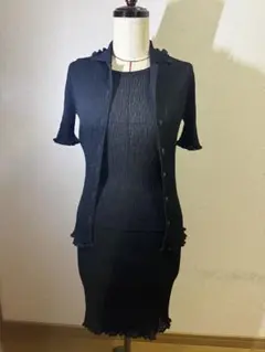 UNTITLED ブラックリブ編みセットアップ