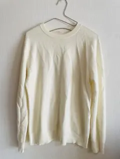 無印良品　長袖カットソー　ニット　シルク混　L オフホワイト